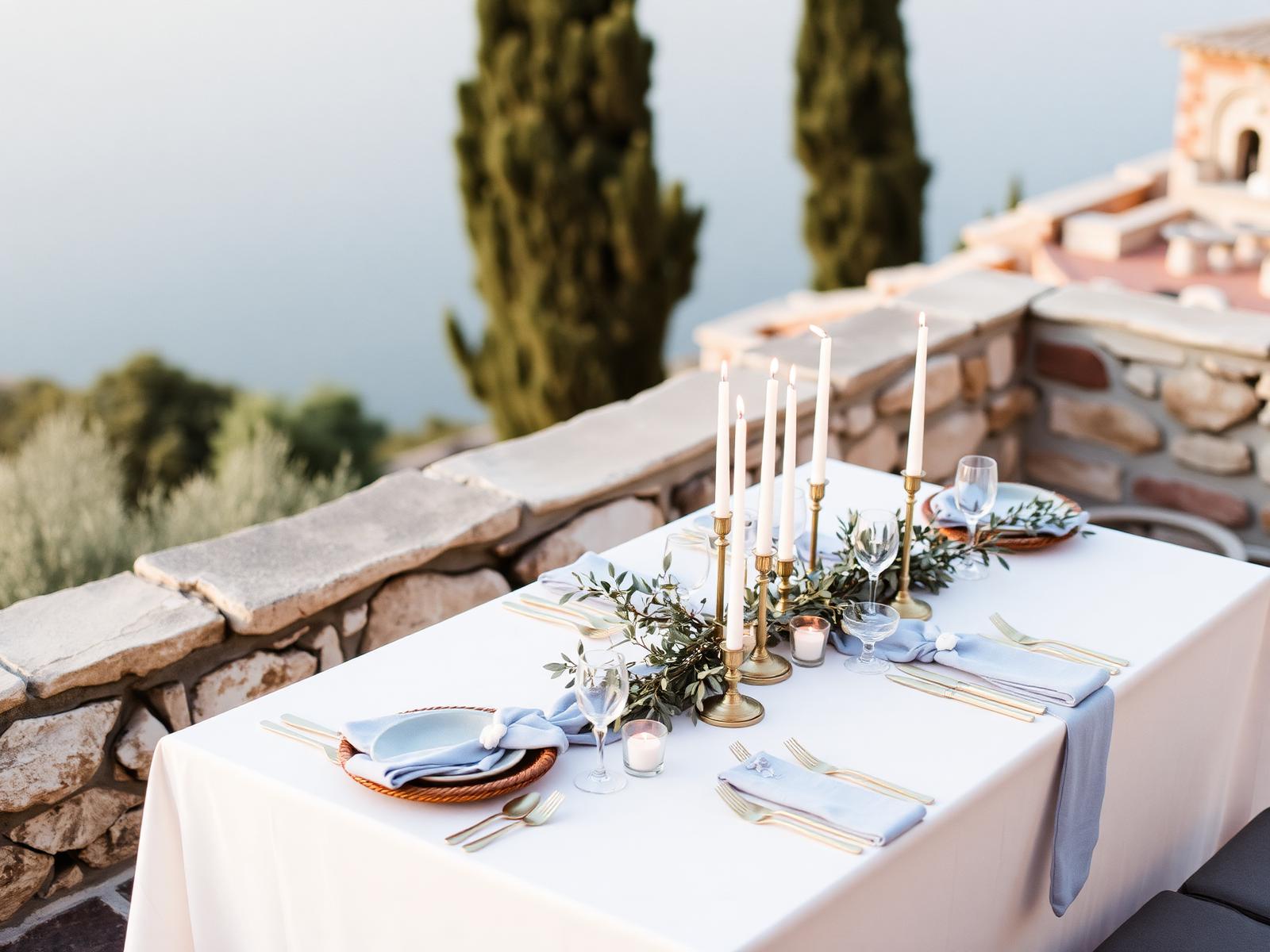 Mediterrane Festtafel mit Meerblick