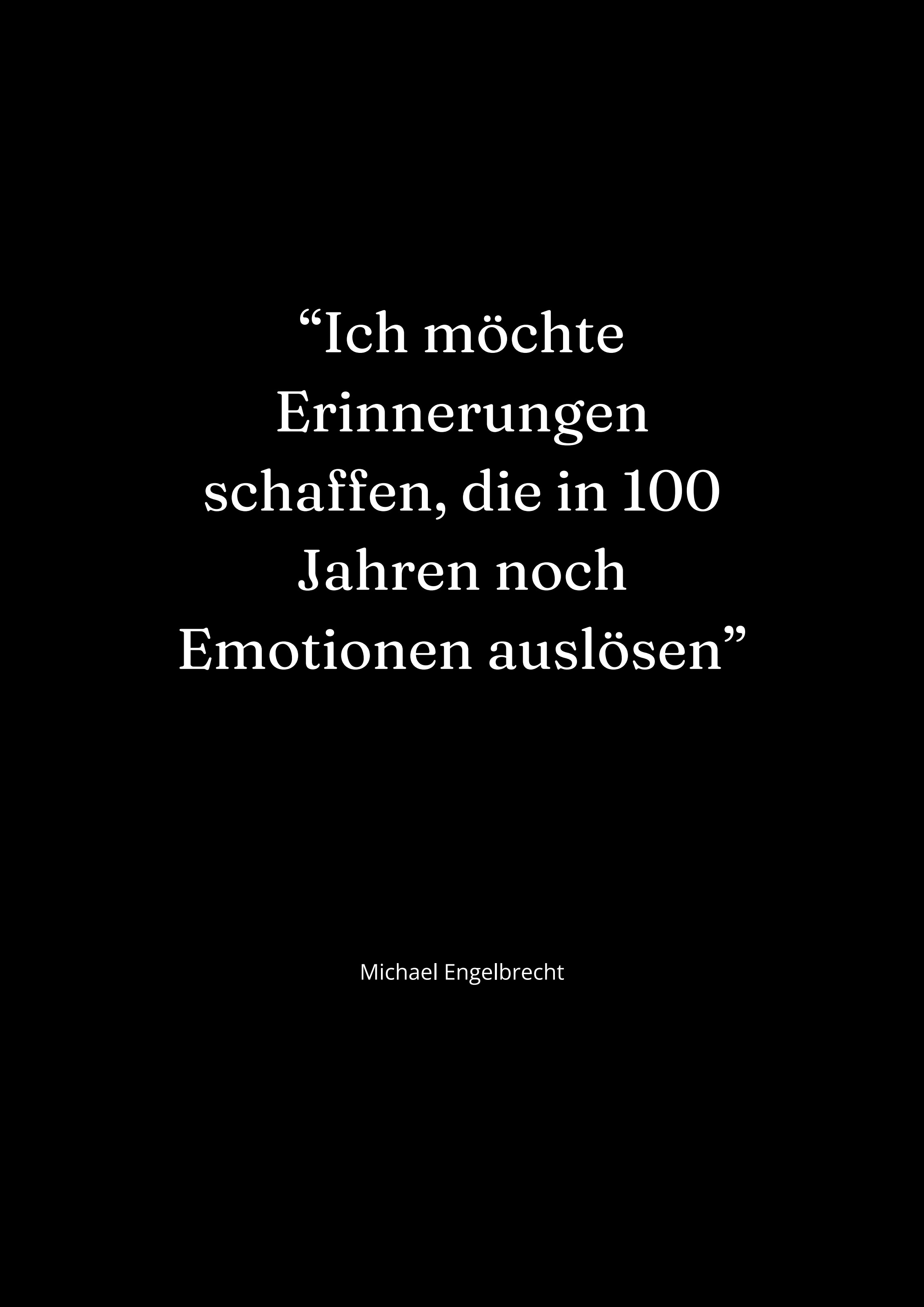 Buchseite mit dem Zitat Erinnerungen schaffen die in 100 Jahren noch Emotionen auslösen